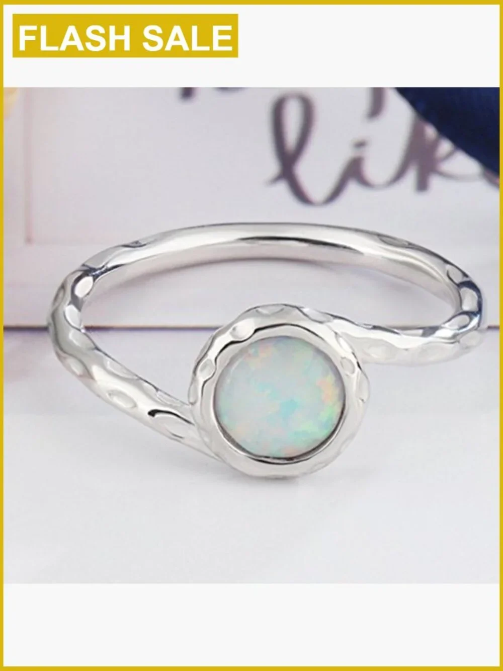 925 Sterling Silver Fire Opal Solitaire Engagement Ring